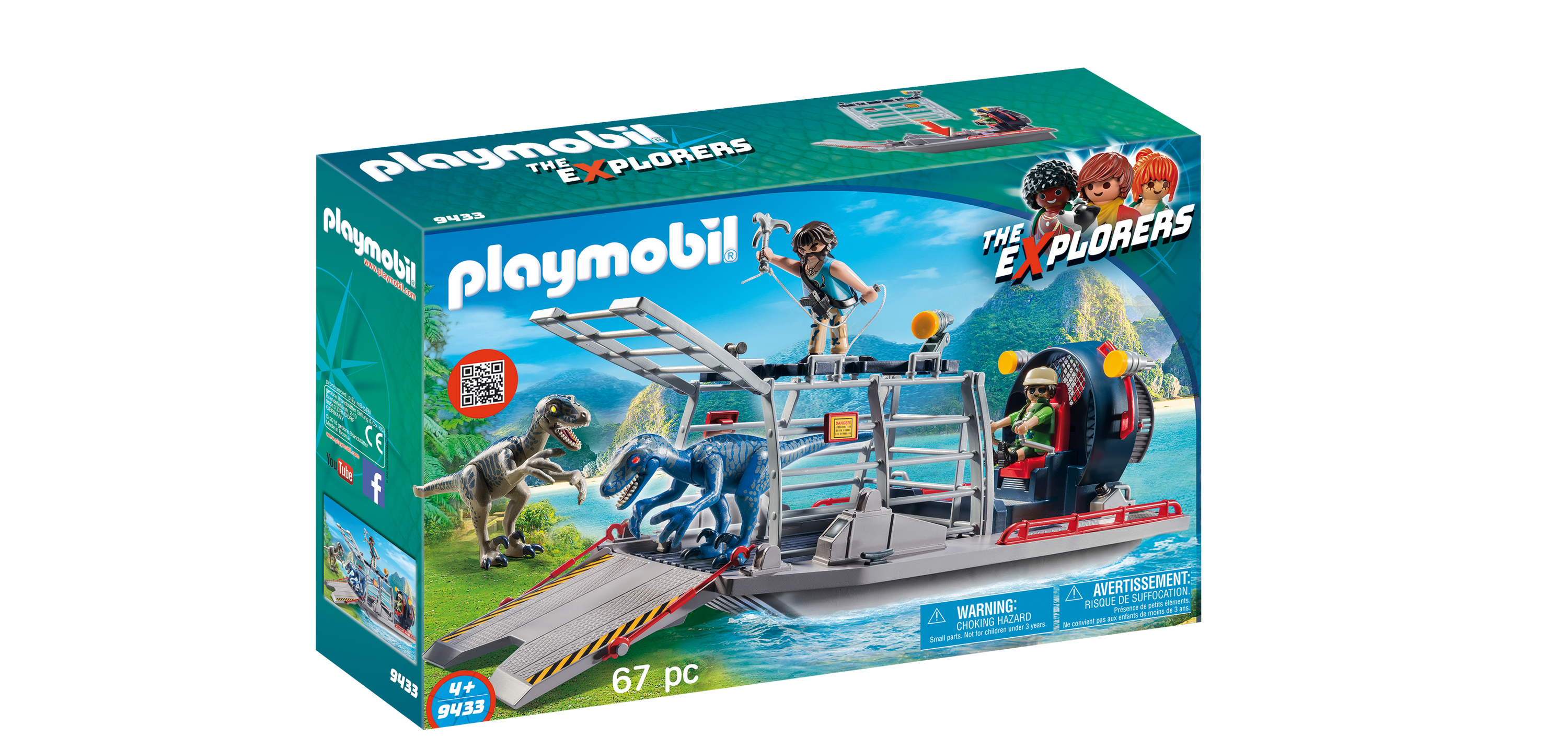 PLAYMOBIL Explorers Enemy Airboat with Raptor kids gift 